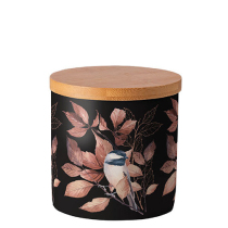 Storage jar small Lovely chickadee black