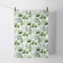 Kitchen towel Jungle leaves white