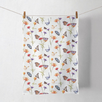 Kitchen towel Butterfly garden white