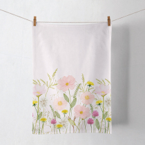 Kitchen towel Pastel flowers pink