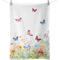 Kitchen towel Butterflies in field white