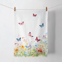 Kitchen towel Butterflies in field white