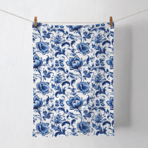 Kitchen towel Delft Blue florals