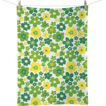 Kitchen towel Flower power green