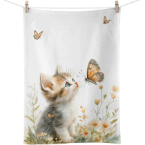 Kitchen towel Kitten and butterfly
