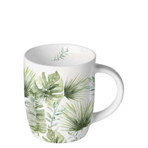 Mug 0.2 L Jungle leaves white