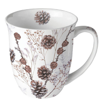 Mug 0.4 L Pine cones white