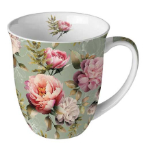 Mug 0.4 L Peonies composition green