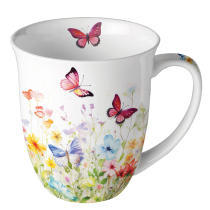 Mug 0.4 L Butterflies in field white