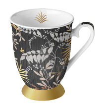 Mug 0.25 L Luxury leaves black