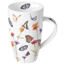 Mug 0.6 L Butterfly garden white