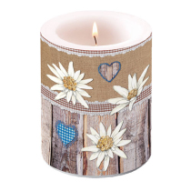 Candle big Edelweiss on wood