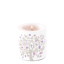 Candle small Communion symbols taupe