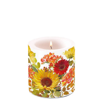Candle small Sunny flowers cream