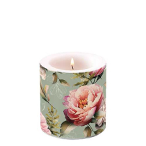 Candle small Peonies composition green