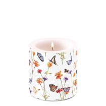 Candle small Butterfly garden white