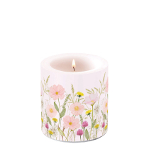Candle small Pastel flowers pink