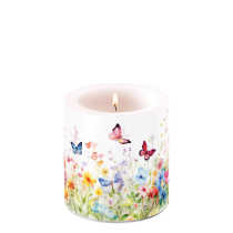 Candle small Butterflies in field white