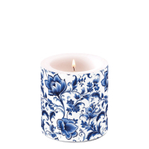 Candle small Delft Blue florals