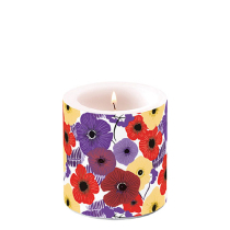 Candle small Colourful flowers lila