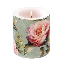 Candle medium Peonies composition green