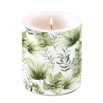 Candle medium Jungle leaves white