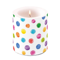Candle medium Polka dots white