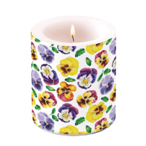 Candle medium Lots of pansies