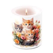 Candle medium Kittens in basket
