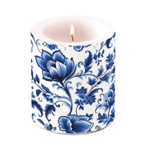 Candle medium Delft Blue florals