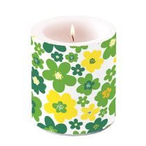 Candle medium Flower power green