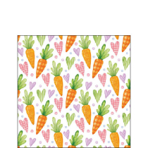 Napkin 25 Carrots and hearts white FSC Mix