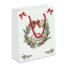Gift bag Sparrows in wreath