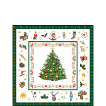 Napkin 25 Christmas evergreen white FSC Mix