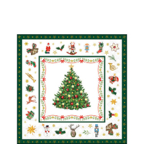 Napkin 25 Christmas evergreen white FSC Mix