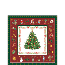Napkin 25 Christmas evergreen red FSC Mix