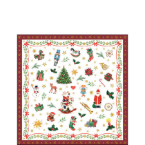 Napkin 25 Ornaments all over red FSC Mix