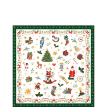 Napkin 25 Ornaments all over green FSC Mix