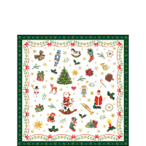 Napkin 25 Ornaments all over green FSC Mix