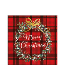 Napkin 25 Christmas plaid red FSC Mix