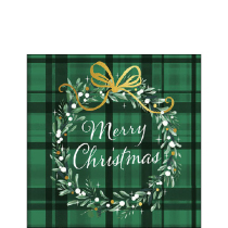 Napkin 25 Christmas plaid green FSC Mix