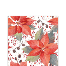 Napkin 25 Poinsettia and berries FSC Mix