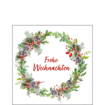 Napkin 25 Weihnachtskranz weiß FSC Mix