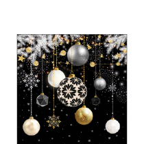 Napkin 25 Christmas baubles black FSC Mix