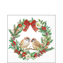 Napkin 25 Sparrows in wreath FSC Mix