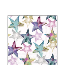 Napkin 25 Watercolour stars FSC Mix