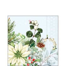 Napkin 25 White poinsettia FSC Mix