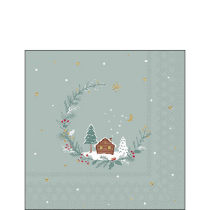 Napkin 25 Little wood cabin sage FSC Mix