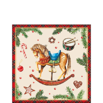 Napkin 25 Classic rocking horse cream FSC Mix