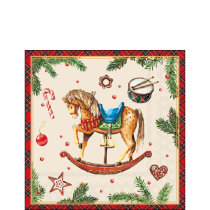 Napkin 25 Classic rocking horse cream FSC Mix